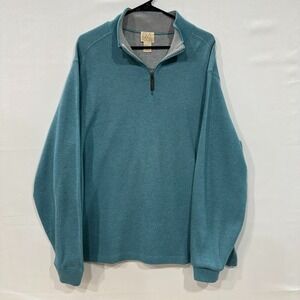 Jos. A. Bank Men's 1/4‑Zip Cotton Sweater Size L Teal Blue Stretch Pullover
